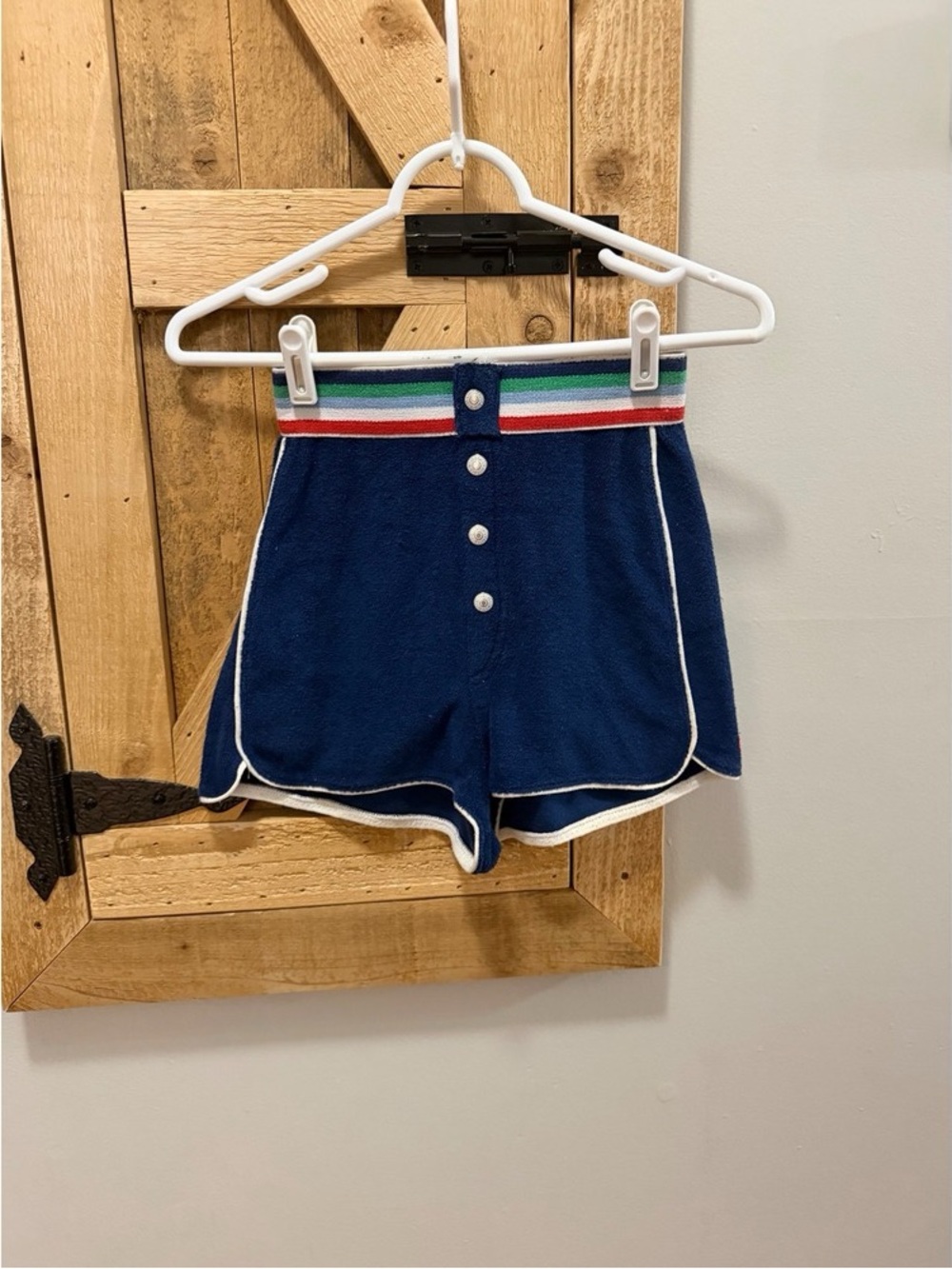 Levi's Navy Athletic Shorts with Red, Green & White Stripe Waistband